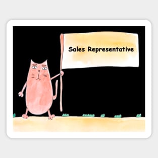 Sales Representative, profession, work, worker, professional, cat, humor, fun, job, humorous, watercolor, animal, character Magnet